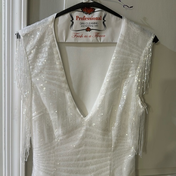 Superdown Carly Fringe Mini Dress in White - Picture 4 of 11